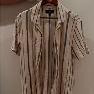 Banana Republic Men's Beige and Black Striped Shirt